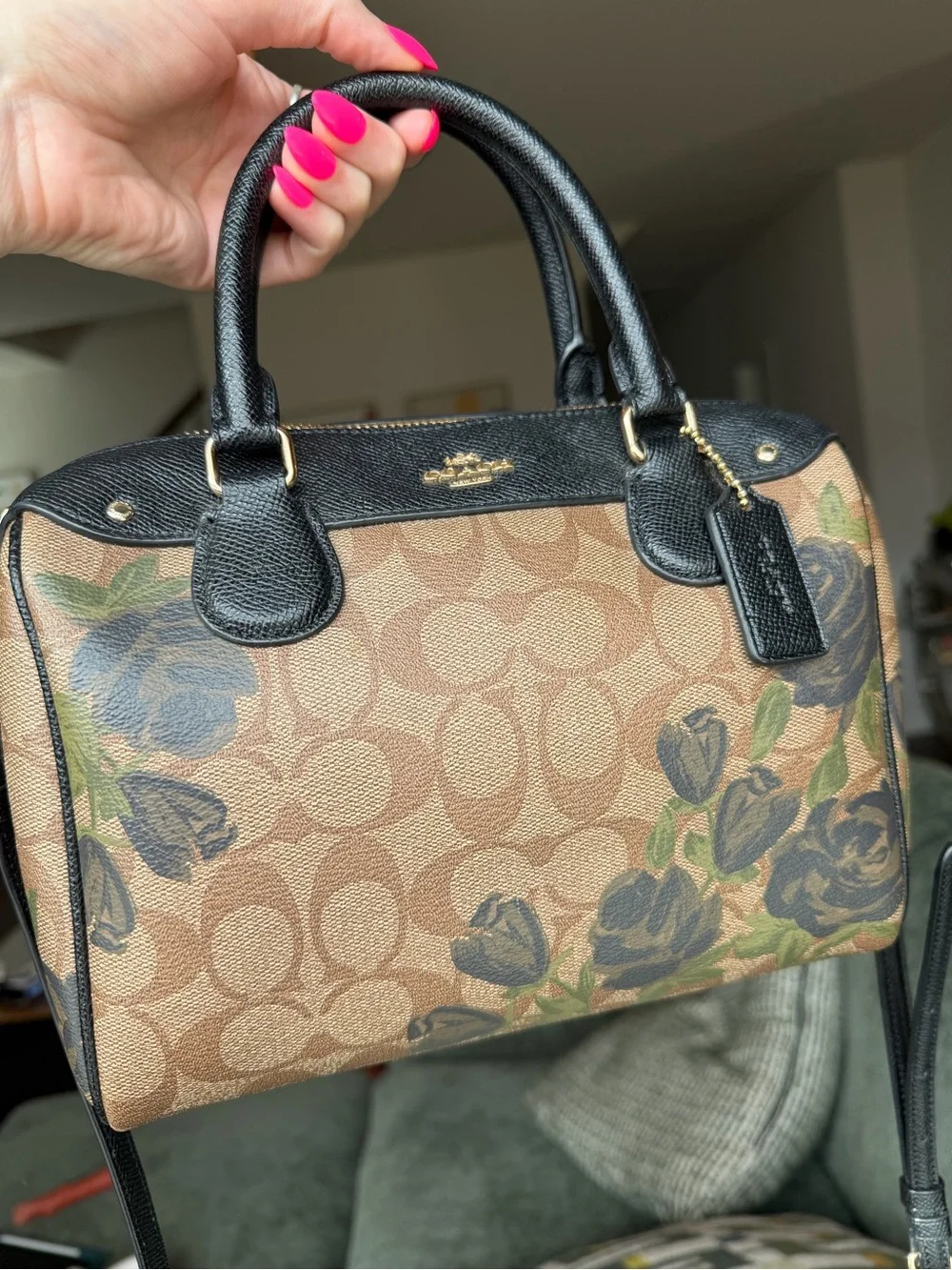 Coach Mini Bennett Satchel in Camo Rose Signature Crossgrain Leather